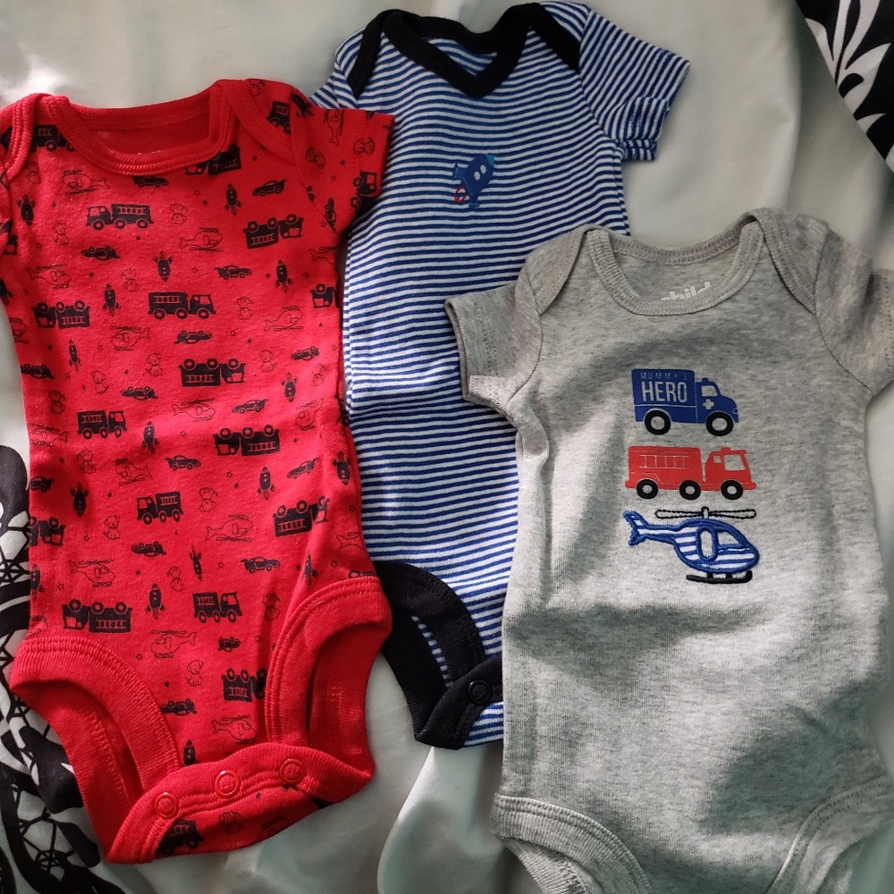A set of 3 preemie boys onsies.